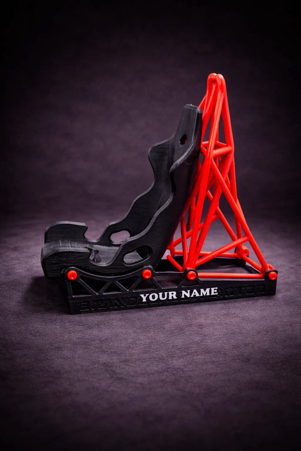 Soporte de móvil racing en rojo con texto de muestra